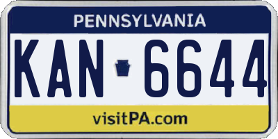 PA license plate KAN6644