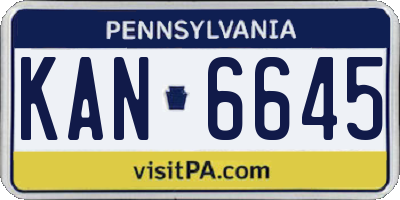 PA license plate KAN6645