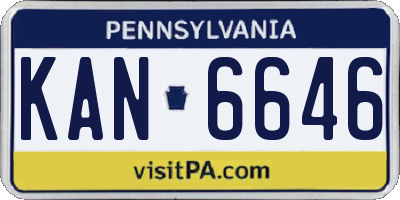 PA license plate KAN6646