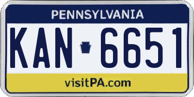 PA license plate KAN6651