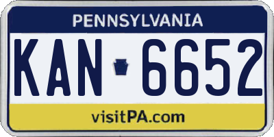 PA license plate KAN6652