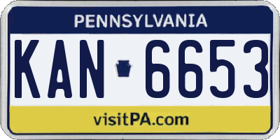 PA license plate KAN6653