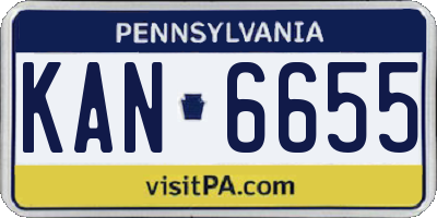 PA license plate KAN6655