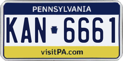 PA license plate KAN6661
