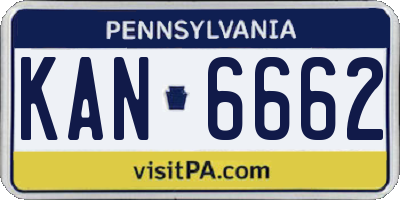 PA license plate KAN6662