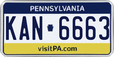 PA license plate KAN6663