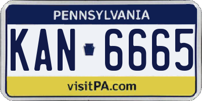PA license plate KAN6665