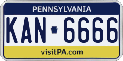 PA license plate KAN6666