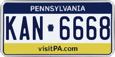 PA license plate KAN6668