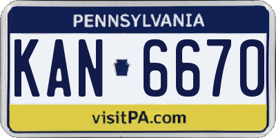 PA license plate KAN6670