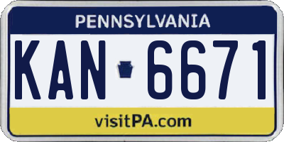 PA license plate KAN6671