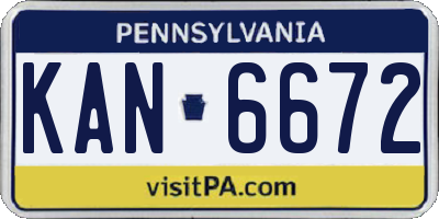 PA license plate KAN6672