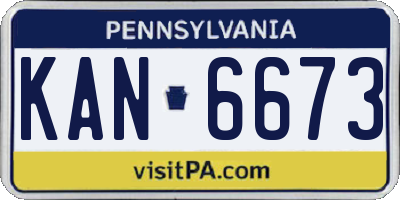PA license plate KAN6673