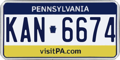 PA license plate KAN6674