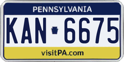 PA license plate KAN6675