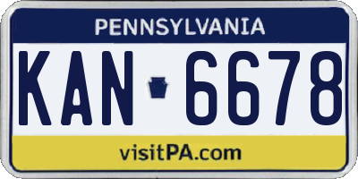 PA license plate KAN6678