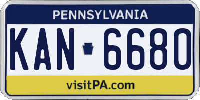 PA license plate KAN6680
