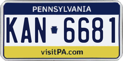 PA license plate KAN6681