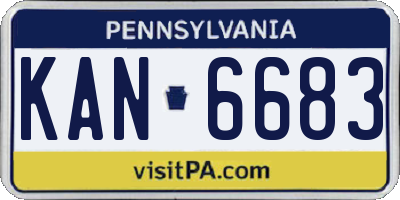 PA license plate KAN6683