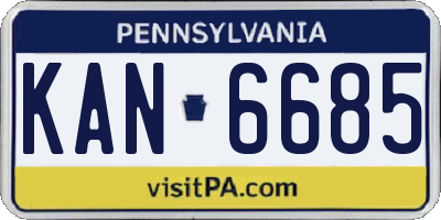 PA license plate KAN6685