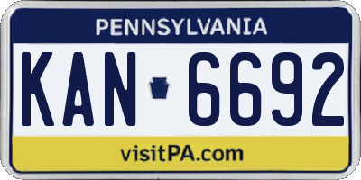 PA license plate KAN6692