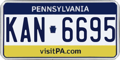 PA license plate KAN6695