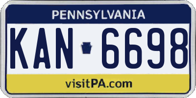 PA license plate KAN6698