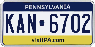 PA license plate KAN6702