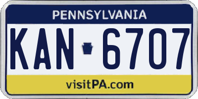 PA license plate KAN6707