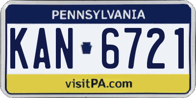 PA license plate KAN6721