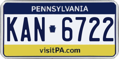 PA license plate KAN6722