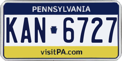 PA license plate KAN6727