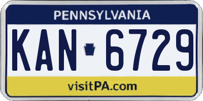 PA license plate KAN6729