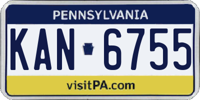 PA license plate KAN6755