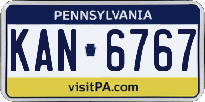 PA license plate KAN6767