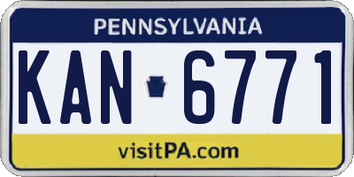 PA license plate KAN6771