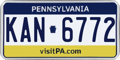 PA license plate KAN6772