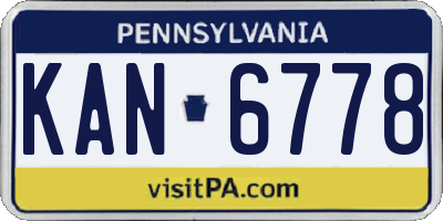 PA license plate KAN6778