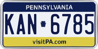 PA license plate KAN6785
