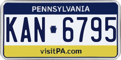 PA license plate KAN6795