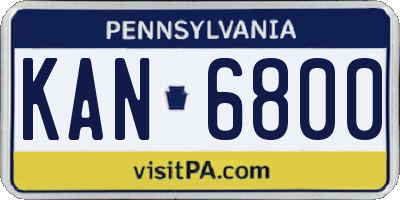 PA license plate KAN6800