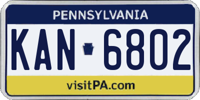 PA license plate KAN6802