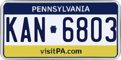 PA license plate KAN6803