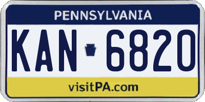 PA license plate KAN6820