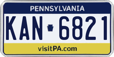 PA license plate KAN6821