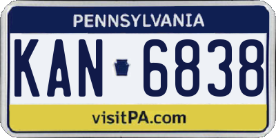 PA license plate KAN6838
