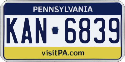 PA license plate KAN6839
