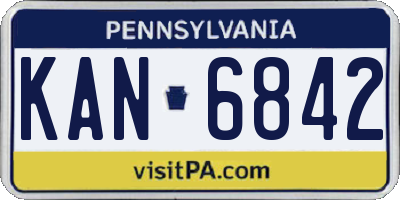 PA license plate KAN6842