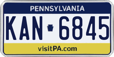 PA license plate KAN6845