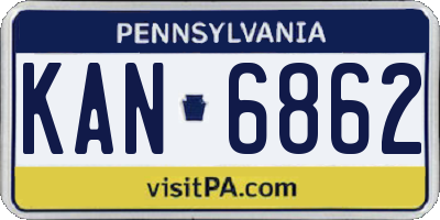 PA license plate KAN6862
